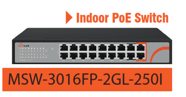 سوئیچ شبکه 16 پورت POE مکسرون MAXRON MSW-3016FP-2GL-250I
