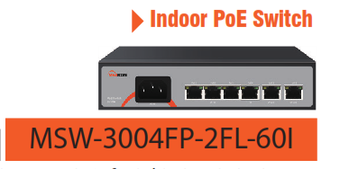 سوئیچ شبکه POE برند مکسرون مدل MSW-3004FP-2FL-60I