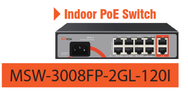 سوئیچ شبکه POE برند مکسرون مدل MSW-3008FP-2GL-120I